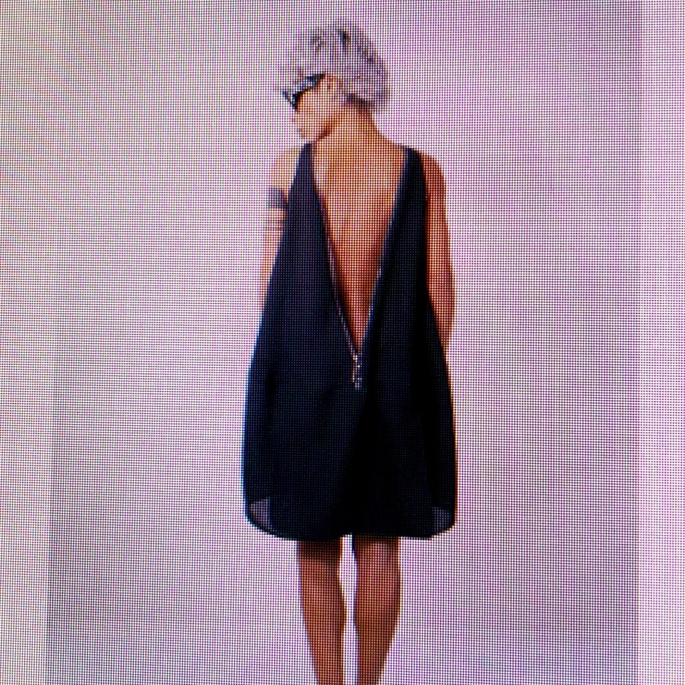 Linen black oversized tunic dress
